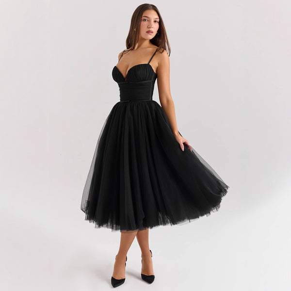 Marisol – Vestido maxi francés negro de gasa