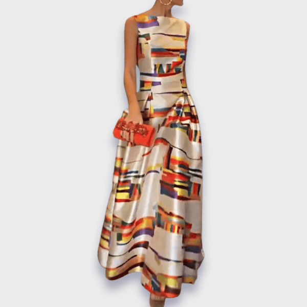 Loren | Vestido maxi sin mangas con estampado llamativo