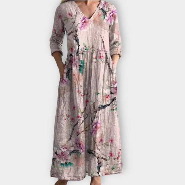 Herminia | Vestido boho largo con estampado floral