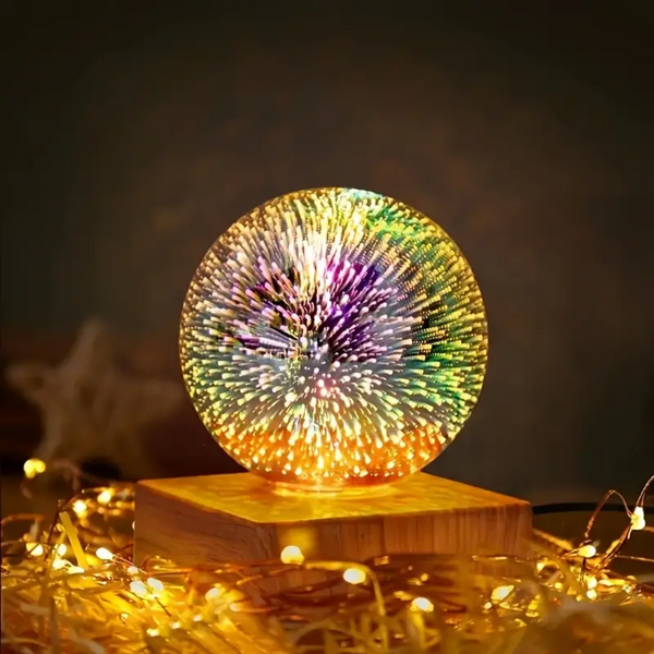 Lámpara de Globo de Cristal con Fuegos Artificiales 3D