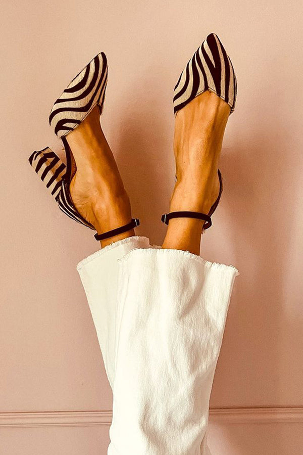 Sandalias con estampado de cebra Zebrina con correa y tacón estable