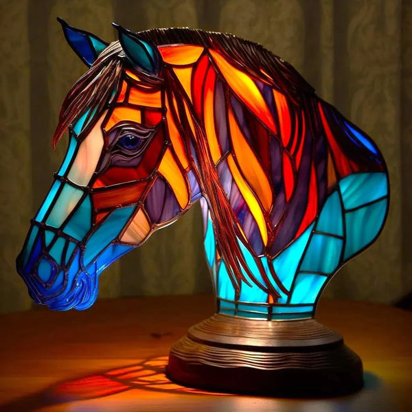 Lámpara de Caballo de Vidrio Templado
