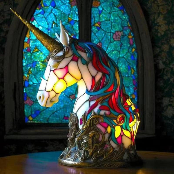 Lámpara de Unicornio de Vidrio Templado