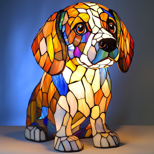Lámpara de Vidrio Templado Estilo Tiffany Beagle