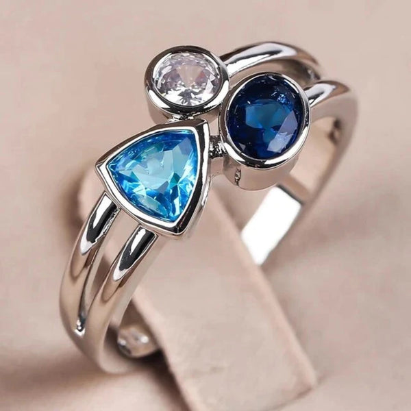 Anillo Vintage de Cristal Azul