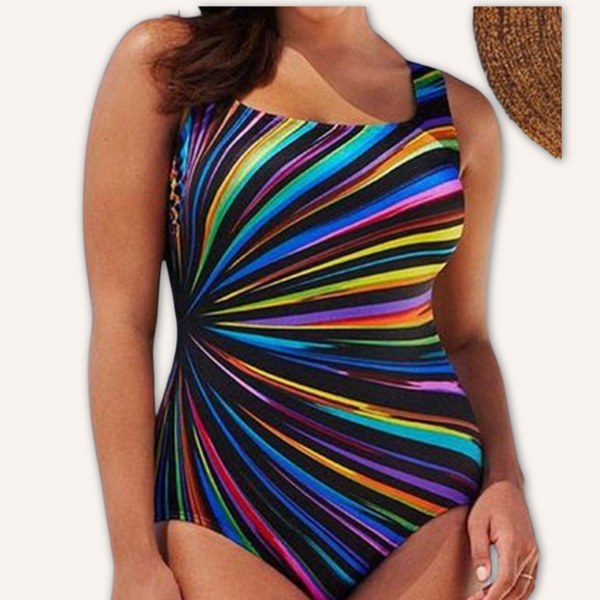 Rita | Traje de baño elegante con rayas vibrantes