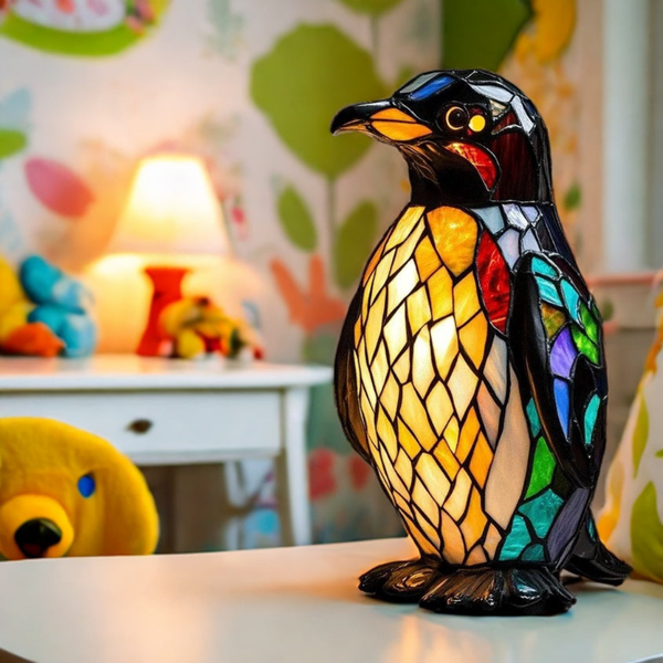 Lámpara de Vidrio Templado de Pingüino