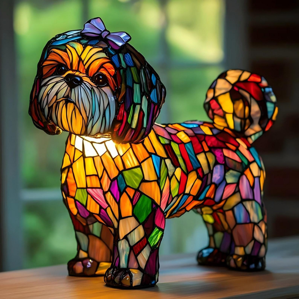 Lámpara de Vidrio Templado de Shih Tzu