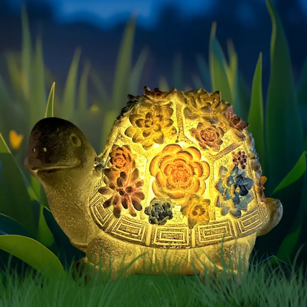 Lámpara de Tortuga de Jardín con Concha en Vidrio Templado