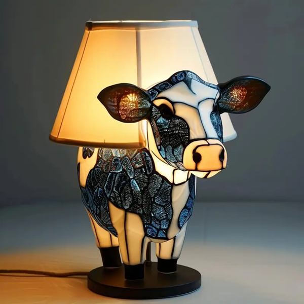 Lámpara de Vaca Azul de Vidrio Templado