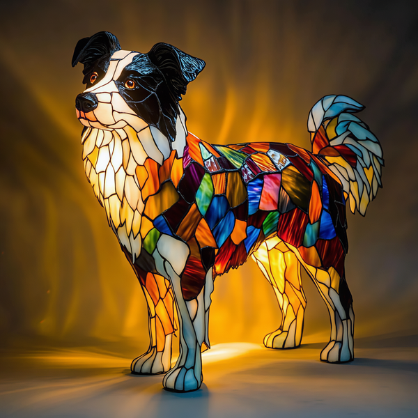 Lámpara de Border Collie de Vidrio Templado