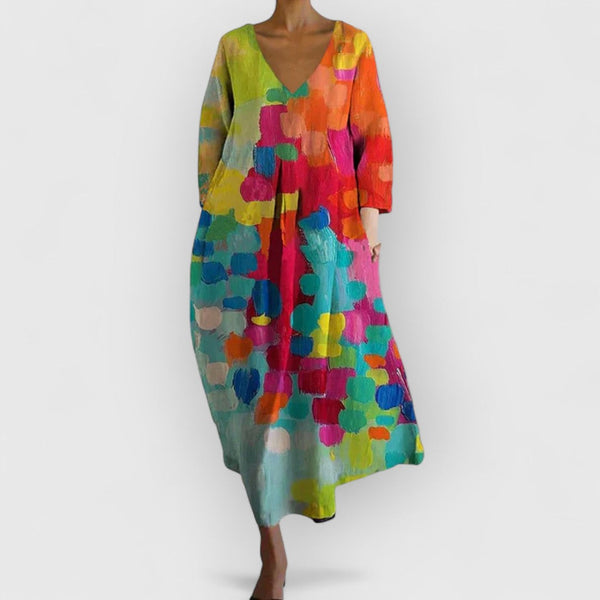 Lilia | Vestido colorido con cuello en V