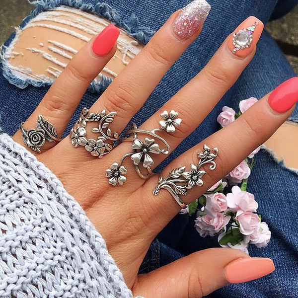 Conjunto de Anillos de Plata Vintage