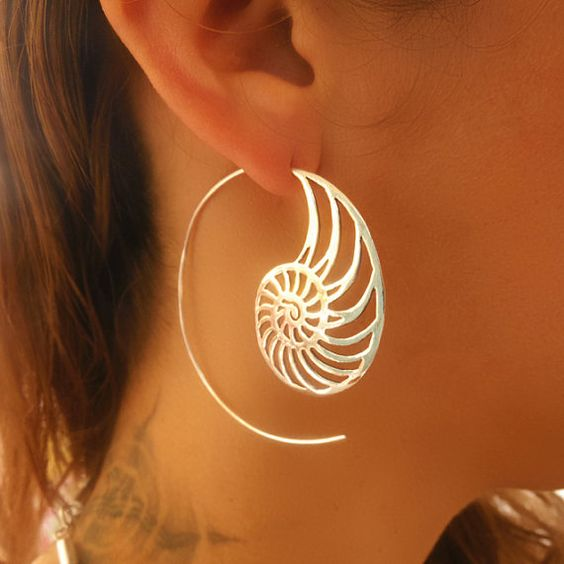 Pendientes Vintage de Concha Espiral