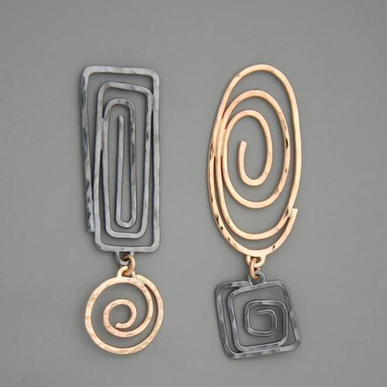 Pendientes Espiral Vintage de Oro y Plata