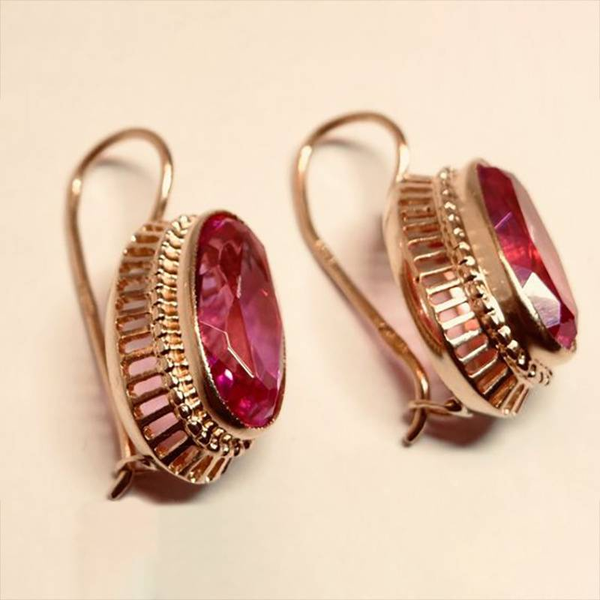 Pendientes Vintage Rode Cristales Rosa Dorados